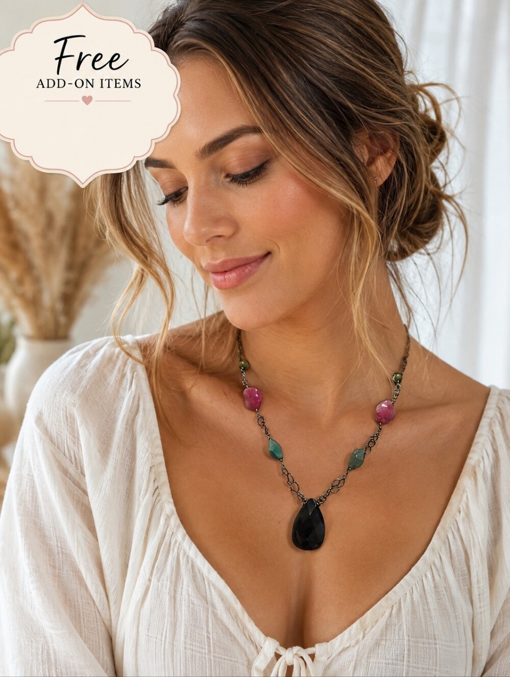 Free with purchase Empress Purple and Dark Glass Pendant Necklace